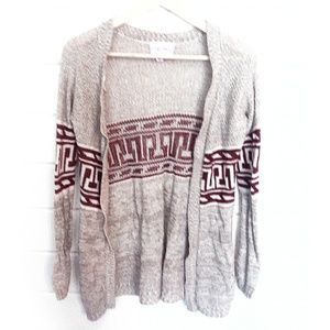 Tan & Red Cardigan Sweater Size Small